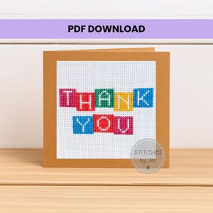 Thank You Cross Stitch Pattern PDF – Cross Stitch Card Design – Small Hoop Art Design – Instant Download