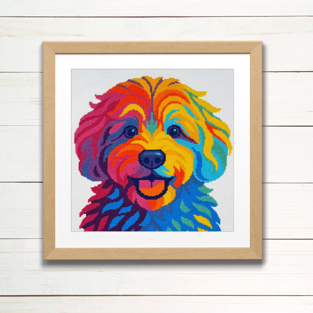 Colourful Doodle Dog Cross Stitch Pattern PDF | Labradoodle ...