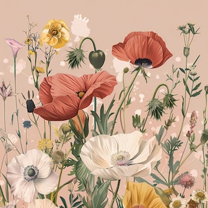 Botanical Floral Print: Vintage Cottagecore Art (Digital Download) JPG 300 DPI CMYK