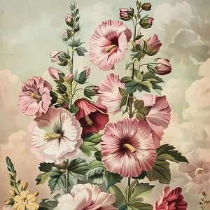 Botanical Floral Print: Vintage Cottagecore Wall Art (Digital Download) JPG 300 DPI CMYK