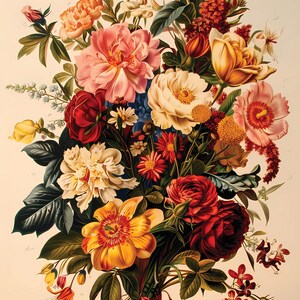 Botanical Floral Print: Vintage Cottagecore Art (Digital Download) JPG 300 DPI CMYK