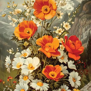 Botanical Floral Print: Vintage Cottagecore Wall Art (Digital Download) JPG 300 DPI CMYK