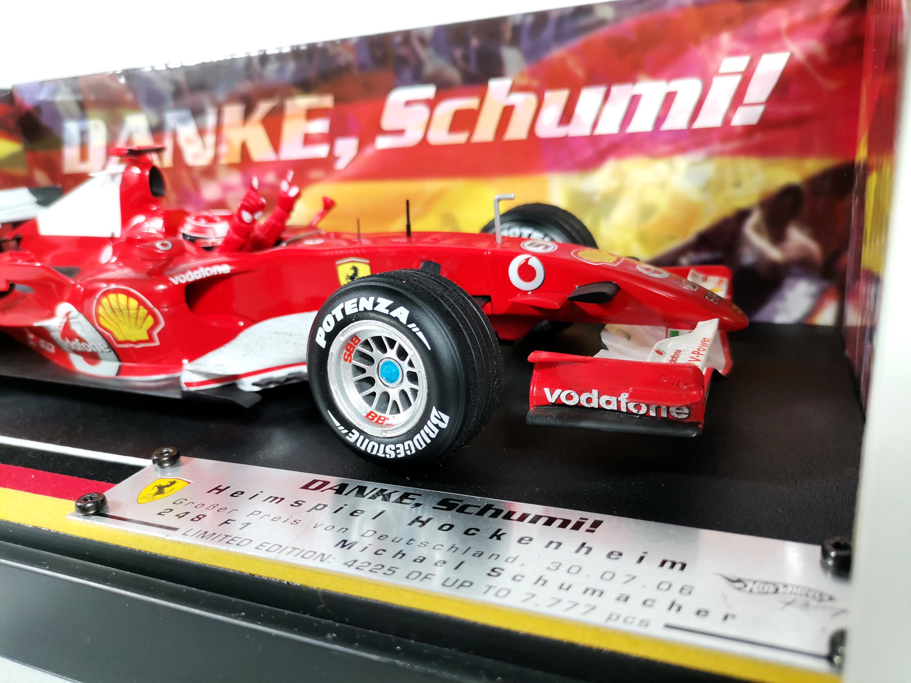 Hot Wheels Ferrari 248 F1 M. Schumacher 2006 Danke Schumi 1/18
