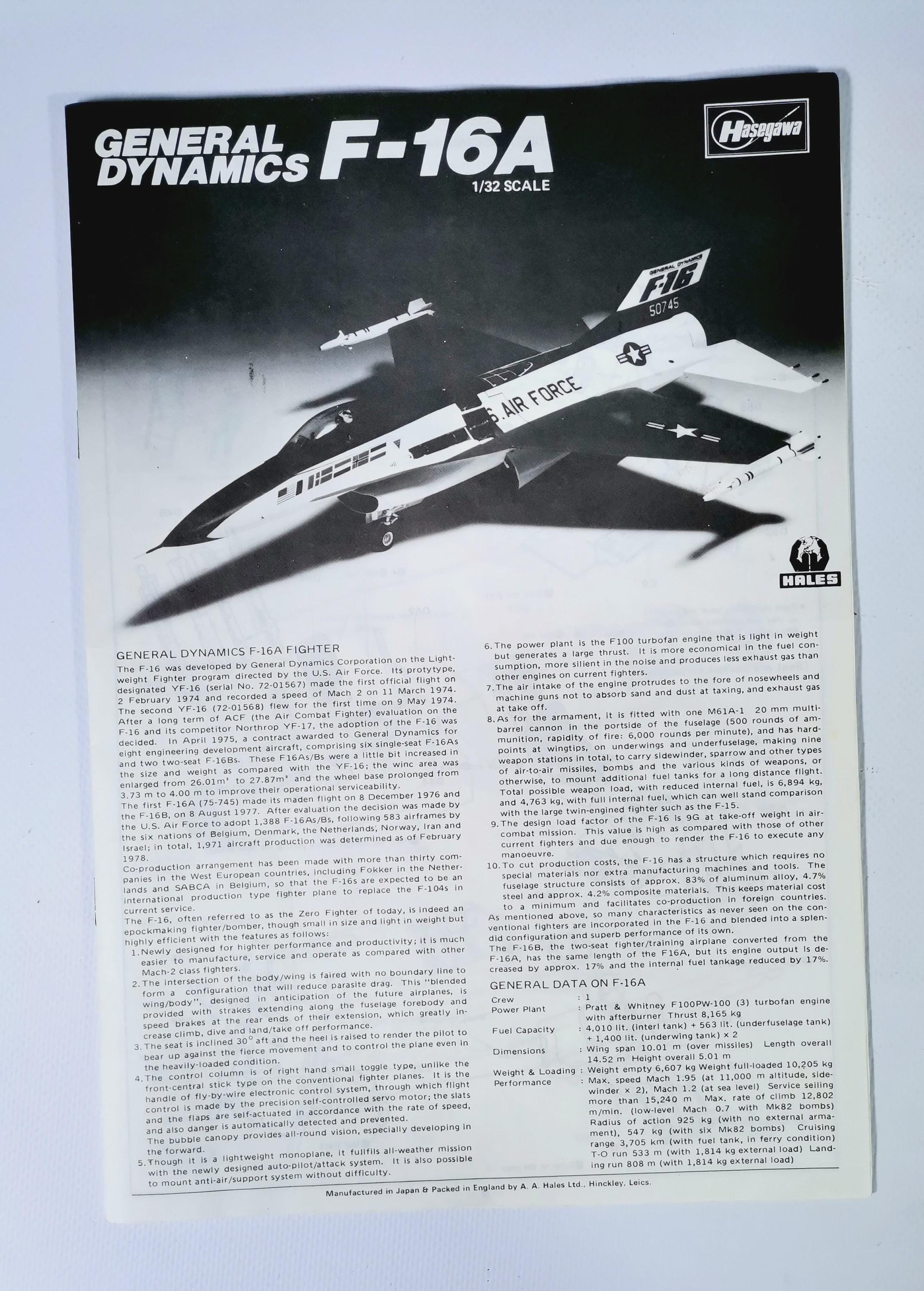 1/32 Hasegawa General Dynamics F-16A Fighting Falcon #S20 - Etsy