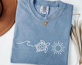 Ocean Turtle Comfort Colors Shirt: Summer Beach Vacay Tee