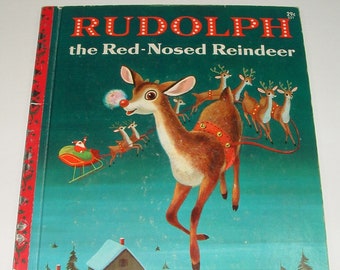 Vintage 1958 Rudolph The Red-nosed Reindeer Book - Golden Book