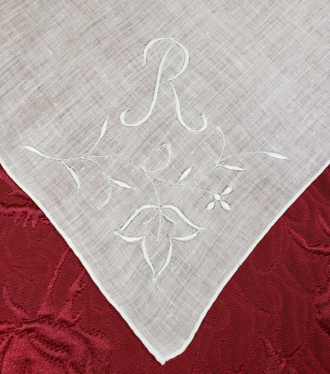 Vintage White Linen Wedding Handkerchief, Hanky, Hankie - White ...