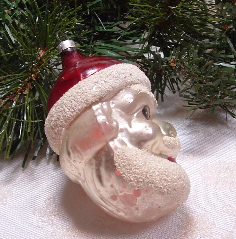 Vintage W. Germany Blown Glass Santa Head Christmas Ornament - Etsy