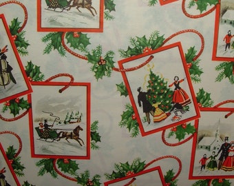 Full Sheet - Victorian, Traditions - 1950's Christmas Gift Wrapping Paper