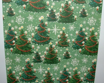 Full Sheet - Christmas Trees & Snowflakes - 1950's Christmas Gift Wrapping Paper