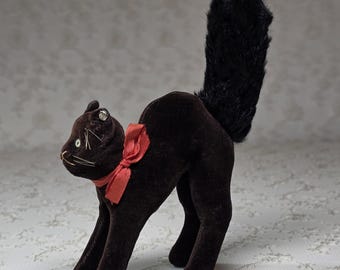 Steiff Black Tom Cat With ID Largest 9 Inches Vintage 1950 to 1962