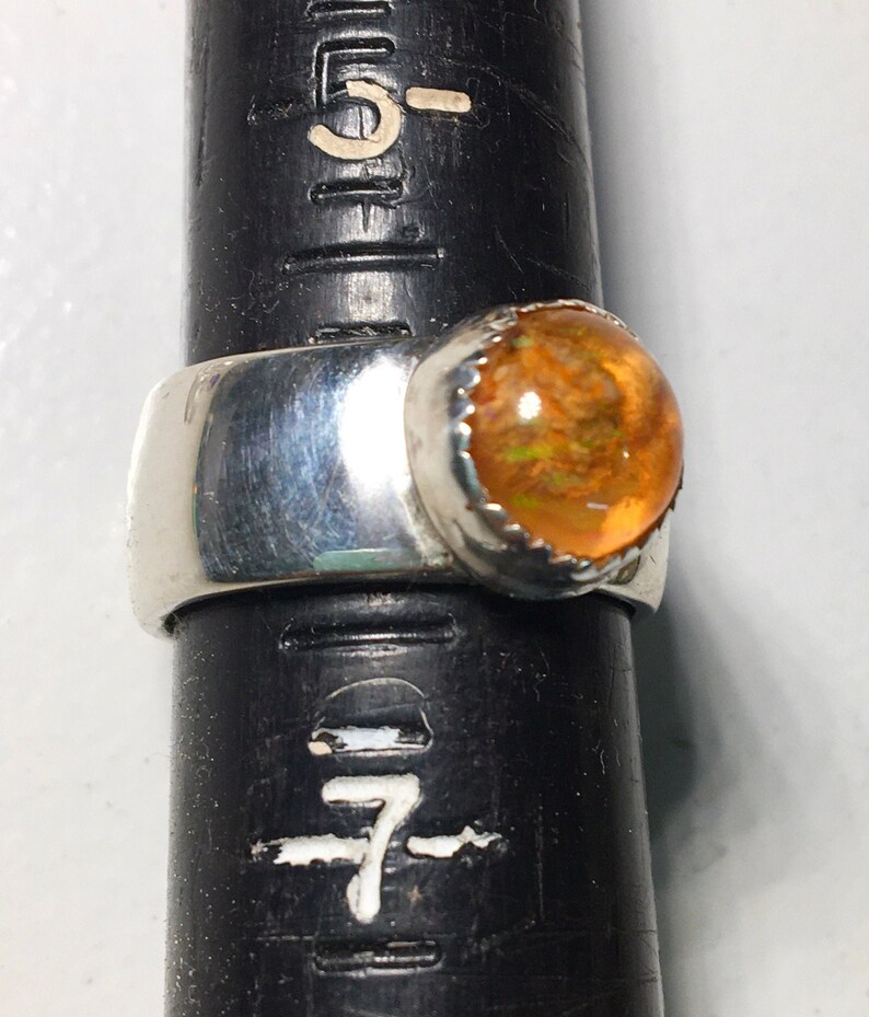 Ring Psychedelic Mexican Fire Opal in Fine and Sterling Silver Size 6