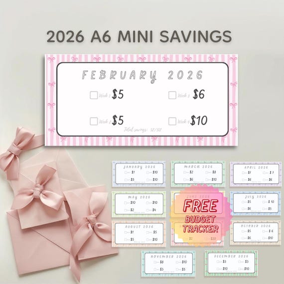 26/Month Mini Savings Challenge 2026 | FREE Budget Tracker (PDF)