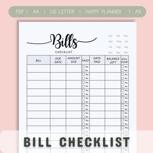 BILL Checklist | Monthly Due Date Payment