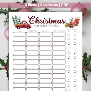 Christmas Gift Budget Tracker | Shopping Checklist | PDF Printable | Goodnotes