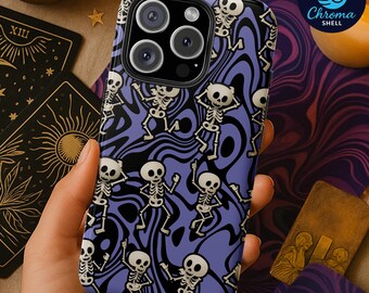 Dancing Skeletons Phone Case - Halloween Skull Pattern for iPhone, Samsung and Google Pixel