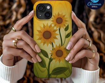 Vintage Sunflower Phone Case: Floral Botanical Art, Tough Protection