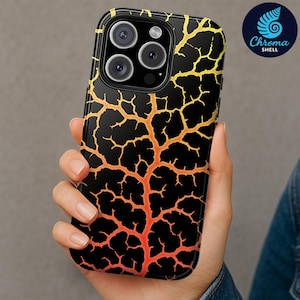 Fiery Lava Crack Phone Case - Abstract Fractal Vein Design - Tough Protective iPhone & Samsung Cover - Gamer Aesthetic Phone Case