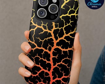 Fiery Lava Crack Phone Case – Abstract Fractal Design, Protective Cover