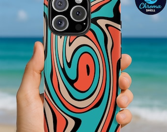 Psychedelic Swirl Phone Case: Retro 70s Abstract Art, Protective Cover