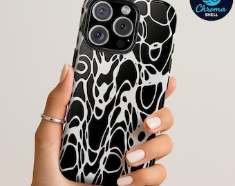 Abstract Blob Phone Case: Artsy Black & White Protective Cover