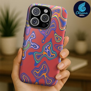 Abstract Phone Case for iPhone and Samsung - Trippy Abstract Art Case - Colorful 70s Retro Groovy Pattern Cover