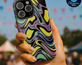 Trippy Psychedelic Phone Case - Colorful Swirl Retro 70s Pattern, Wavy Abstract iPhone & Samsung Cover
