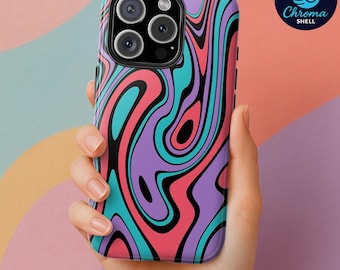Psychedelic Swirl Phone Case - Retro Abstract Groovy Pattern, Colorful Trippy Cover for iPhone & Samsung