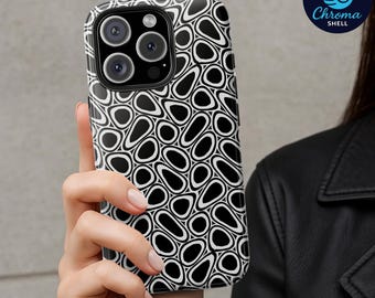 Funda abstracta en blanco y negro: Arte moderno para iPhone y Samsung