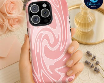 Pink Swirl Phone Case: Retro Abstract Wave - iPhone & Samsung