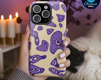 Abstract Purple Wavy Phone Case: Retro Modern Fluid Art