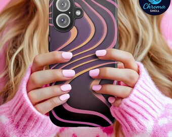 Retro Wave Phone Case – Pink & Purple 70s Swirl Pattern for iPhone and Samsung