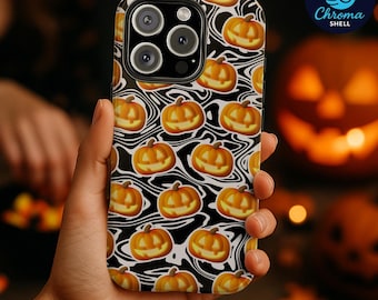 Pumpkin Phone Case - Halloween Jack-o’-Lantern Swirl Pattern for iPhone & Samsung