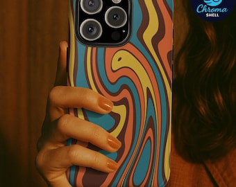 Retro Swirl Phone Case: 70s Psychedelic Abstract Art Cover