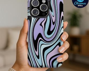Psychedelic Swirl Phone Case: Retro Pastel Wavy Design