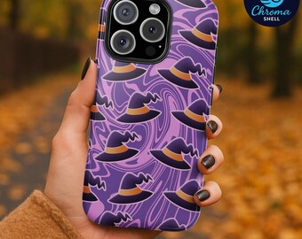 Witch Hat Phone Case – Purple Halloween Swirl Pattern for iPhone and Samsung