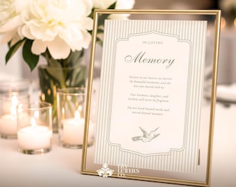 In Loving Memory Template, Sage Green Memorial Sign, Canva Editable Wedding Sign, Until we meet again, Forever in our hearts - SECRET GARDEN