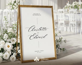 Minimalist Welcome Sign Template, Classic Wedding Welcome Poster, Canva Editable, Elegant Black White Sign, Modern Aesthetic - BLANC & NOIR