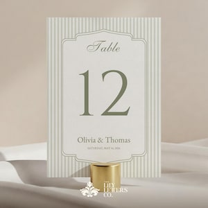 Cartão de Número de Mesa Verde Sálvia, Decoração de Mesa de Casamento, Placa de Jardim Minimalista, Papelaria Vintage Editável, Estética Floral - SECRET GARDEN