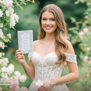 Plantillas de invitación de boda en verde salvia, diseño minimalista de jardín, papelería editable con temática de bosque, estética coqueta - INV25 imagen 13
