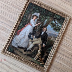 Miniature antique couple portrait hand painted