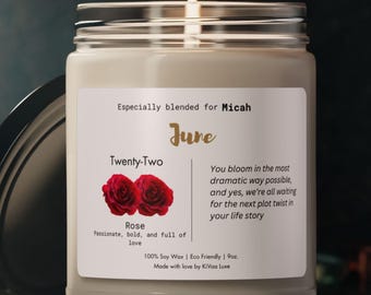 Personalisierte Geburt Blume Kerze Geschenk für sie Geburtstagskerze Benutzerdefinierte Name Benutzerdefinierte Nachricht Geburt Monat Geschenk Juni Geburtstag Geburtsblumen Geschenk