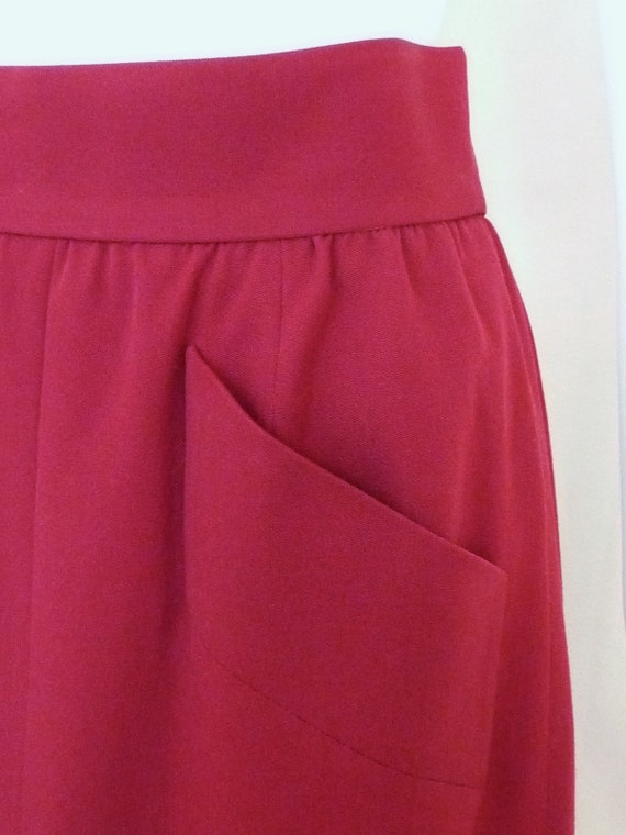 YVES SAINT LAURENT Vtg Cranberry Red Bling Skirt … - image 5