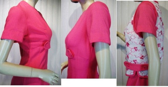 MINX MODES Vtg 60s Pink Secretary Dress & Embroid… - image 3