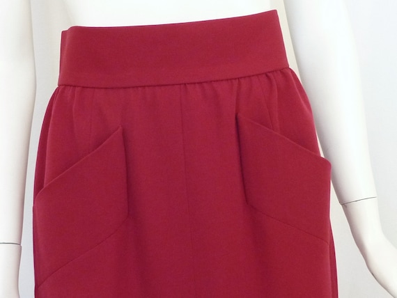 YVES SAINT LAURENT Vtg Cranberry Red Bling Skirt … - image 8