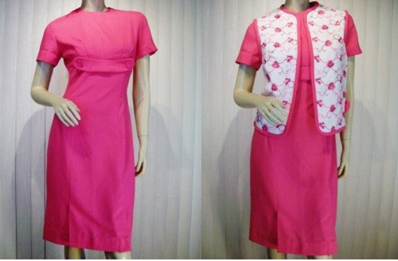 MINX MODES Vtg 60s Pink Secretary Dress & Embroid… - image 5