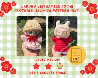 Labubu AO DAI Pattern 4IN1 ( digital pdf file )