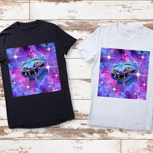 Derpy tiger from Kpop Demon Hunters, Derpy Tiger Demon hunters, Derpy the tiger with Black bird, Derpy blue tiger tshirt