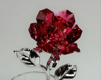 Red Crystal Rose Made Using Swarovski Crystal in Glass Vase - Etsy