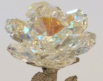 AB Crystal Rose Handcrafted By The Artisans At Bjcrystalgifts Using Swarovski Crystal And Personalized With Initials